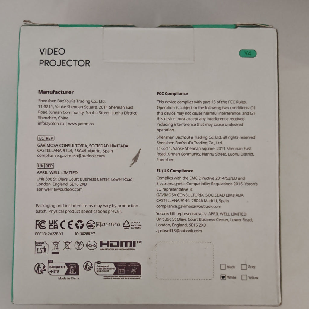 Vidéoprojecteur YOTON Y4 – Home Cinéma Compact – HDMI/USB – Films, Gaming & Sport