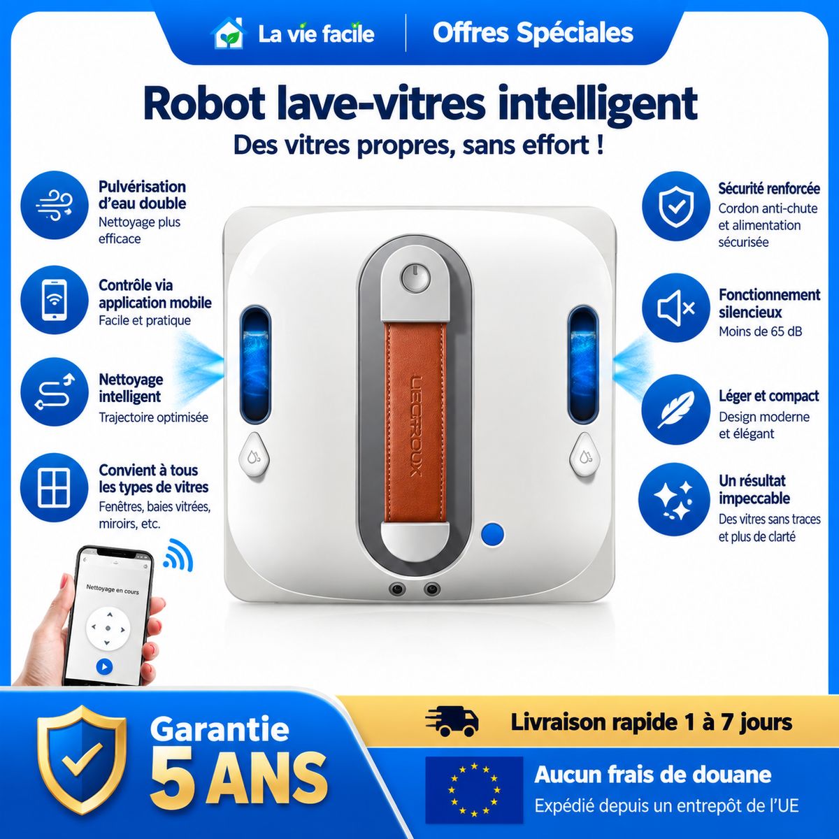 Robot lave-vitres Liectroux S11 à pulvérisation - La vie facile