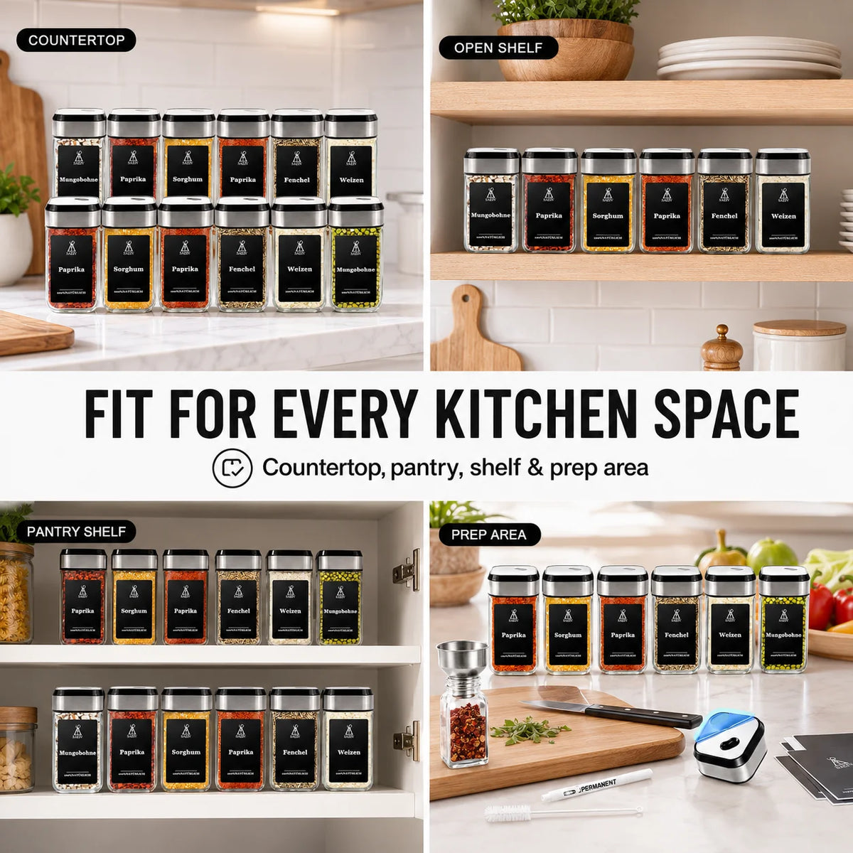 Pots à épices en verre 120 ml – Lots de 12 ou 24 - La vie facile