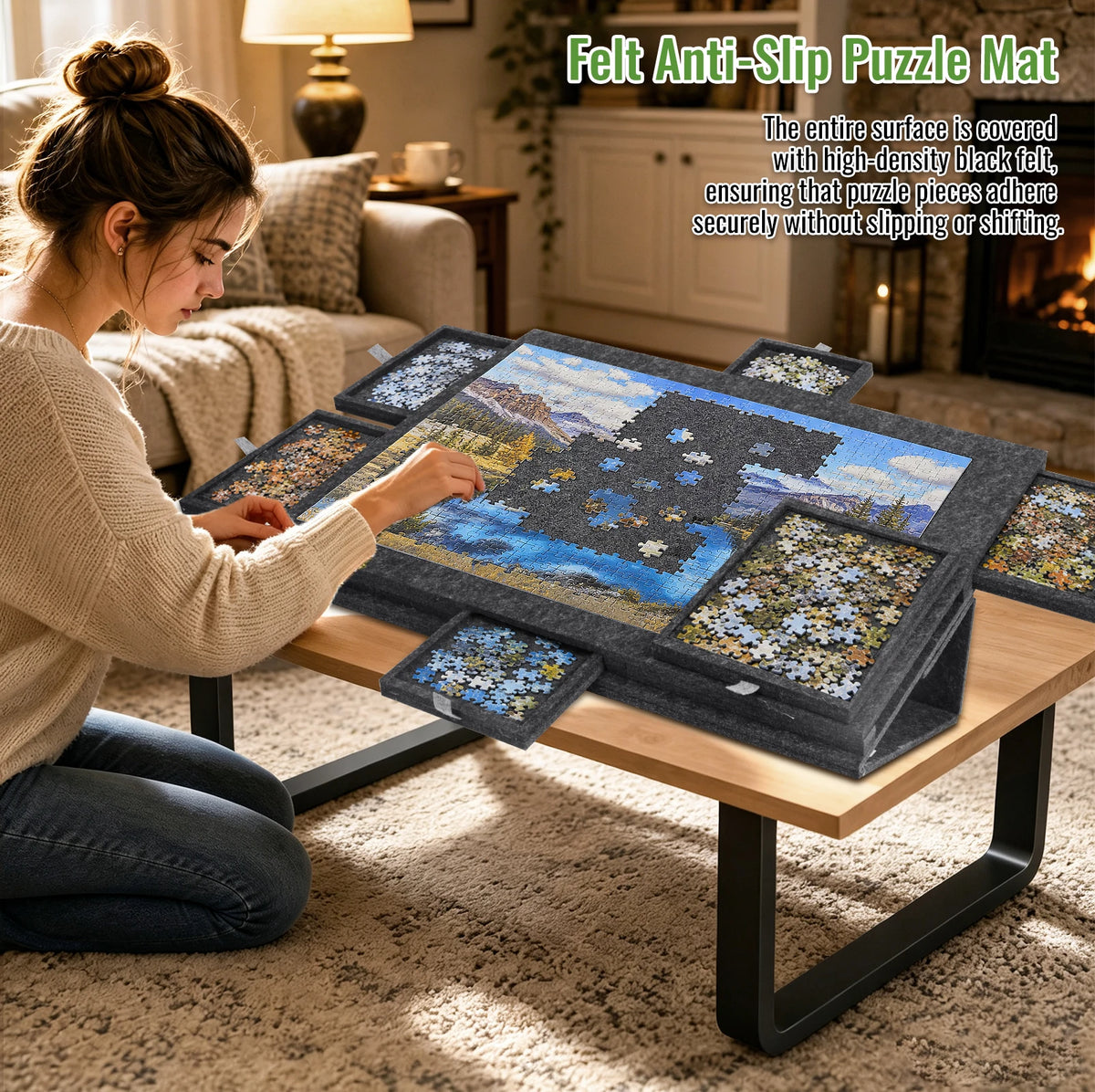 Table à puzzle inclinable avec rangements – 1000 pièces - La vie facile