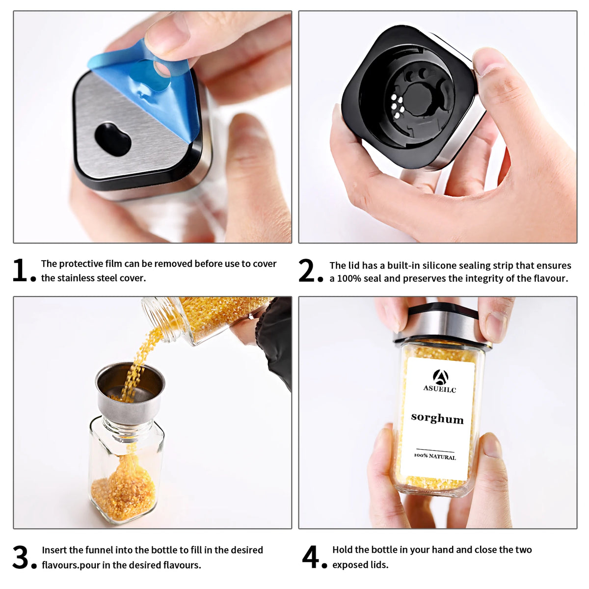 Pots à épices en verre 120 ml – Lots de 12 ou 24 - La vie facile