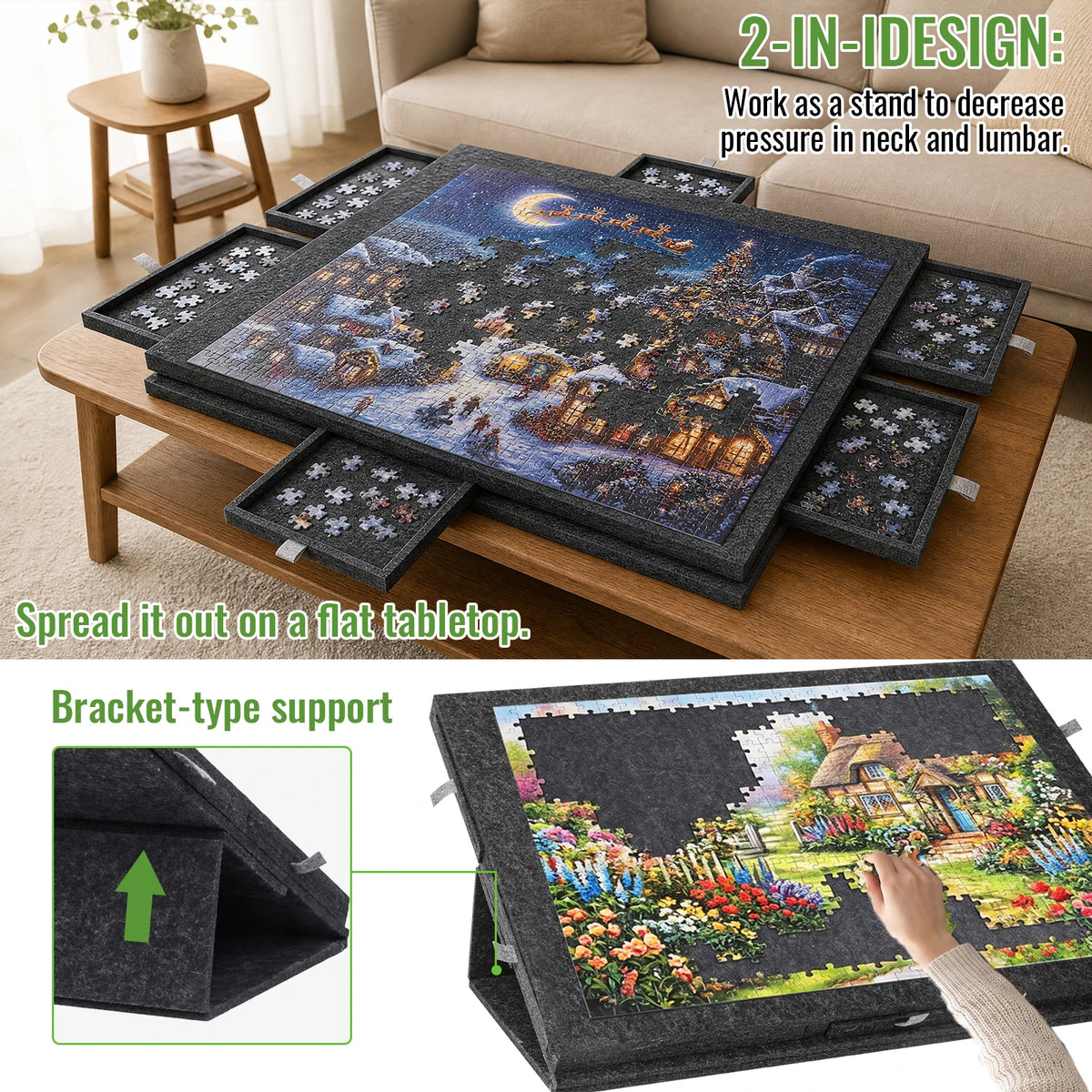 Table à puzzle inclinable avec rangements – 1000 pièces - La vie facile