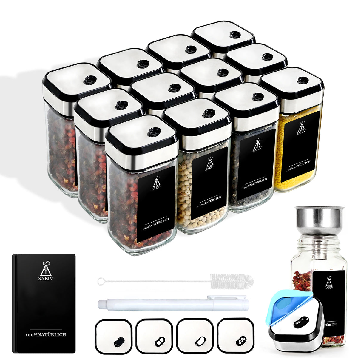 Pots à épices en verre 120 ml – Lots de 12 ou 24 - La vie facile