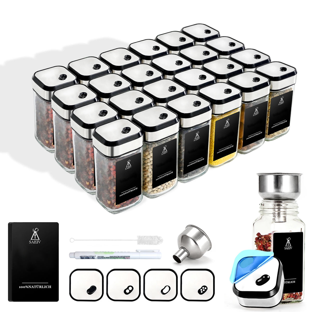 Pots à épices en verre 120 ml – Lots de 12 ou 24 - La vie facile