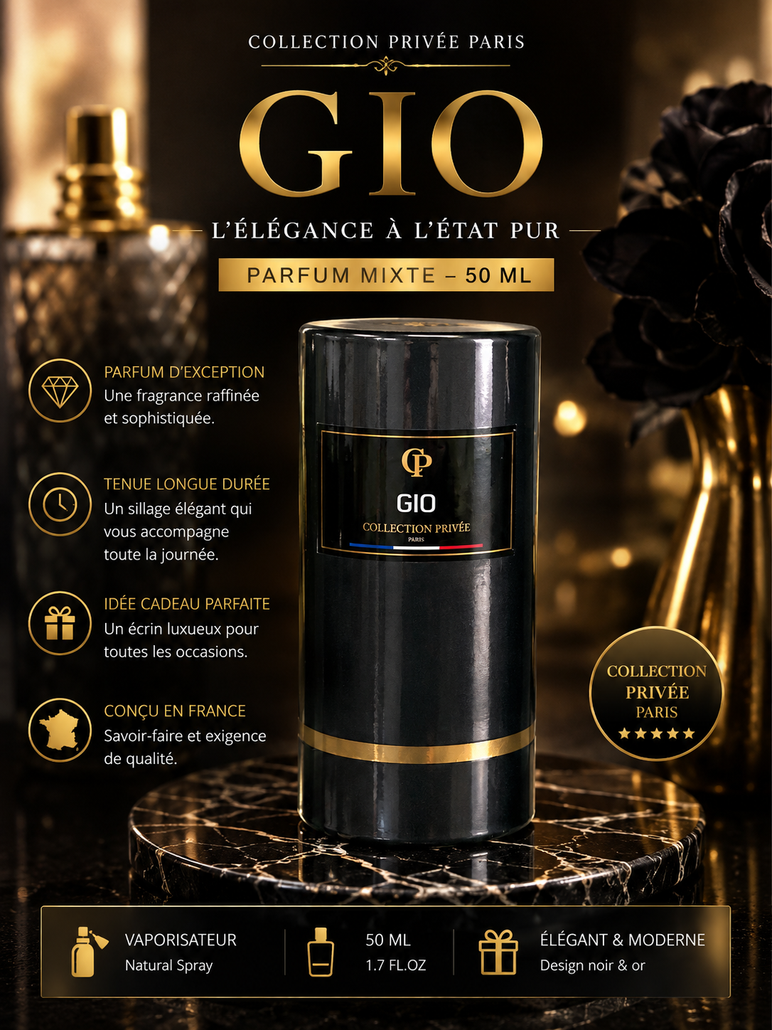 ✨ Parfum GIO – Collection Privée Paris 50 ml | Élégance & Raffinement