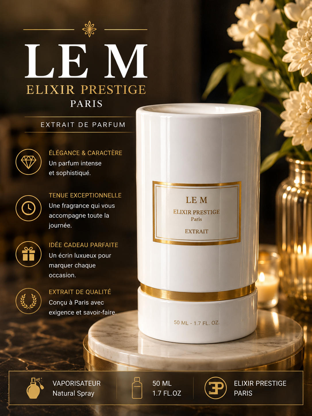 LE M – Elixir Prestige Paris – Extrait de Parfum 50 ml