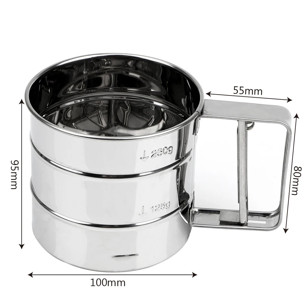 Tamis à Farine Inox Manuel avec Poignée Pratique - Pour des Pâtisseries Parfaites