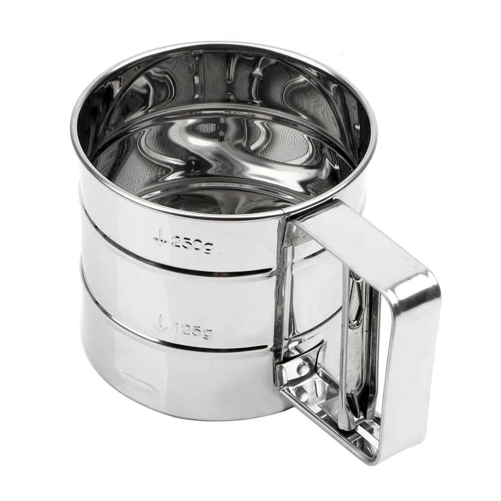 Tamis à Farine Inox Manuel avec Poignée Pratique - Pour des Pâtisseries Parfaites