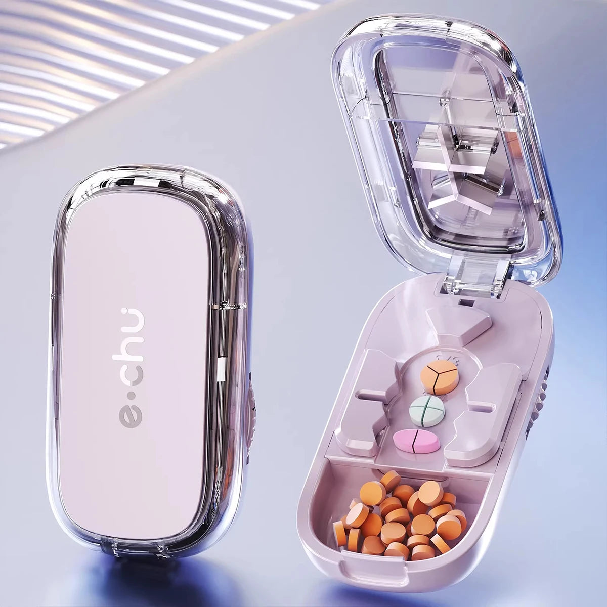 Pilulier portable avec coupe-comprimé – Découpe en 2, 3 ou 4 parties - La vie facile