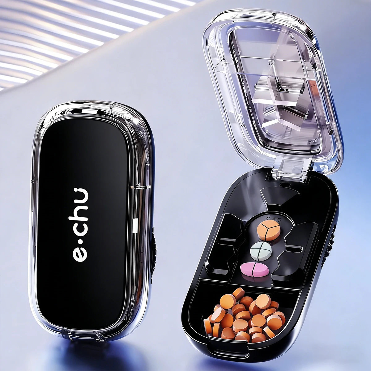 Pilulier portable avec coupe-comprimé – Découpe en 2, 3 ou 4 parties - La vie facile