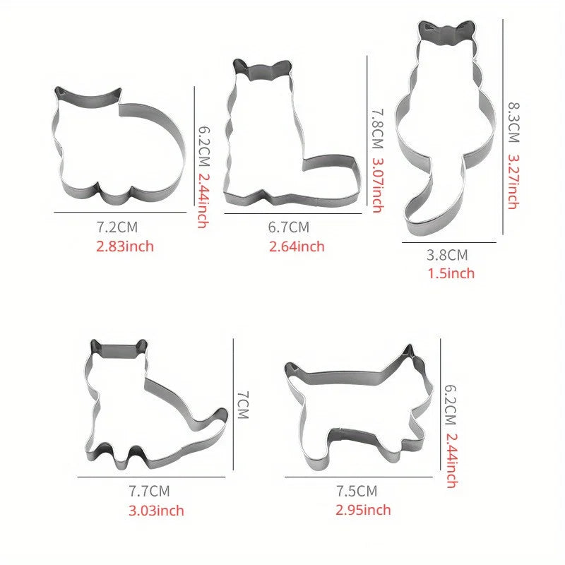 Emporte-pièces pour biscuits : Lot de 5 formes de chats amusants