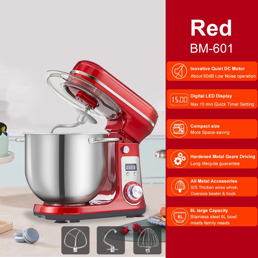 Robot pâtissier 1200 W – Bol 6 L et 6 vitesses