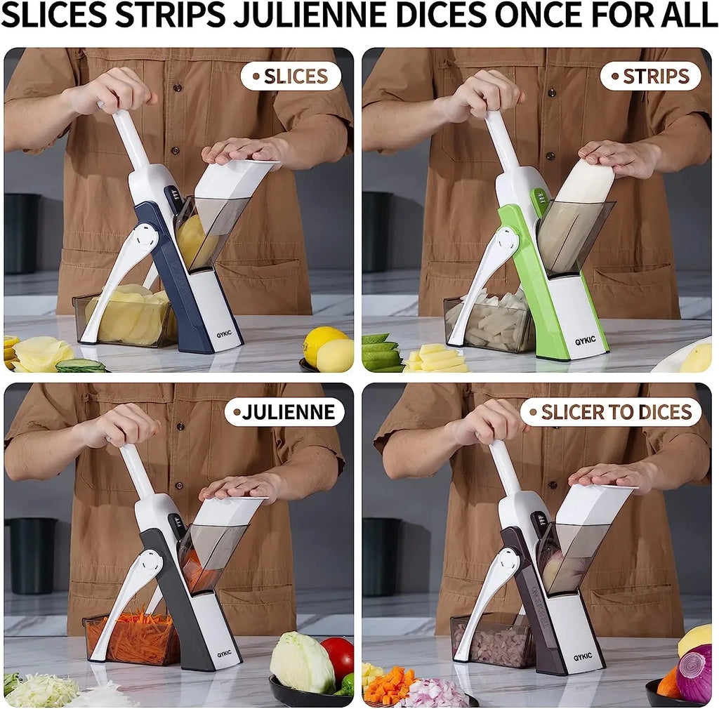 Mandoline manuelle coupe-légumes avec poussoir - La vie facile