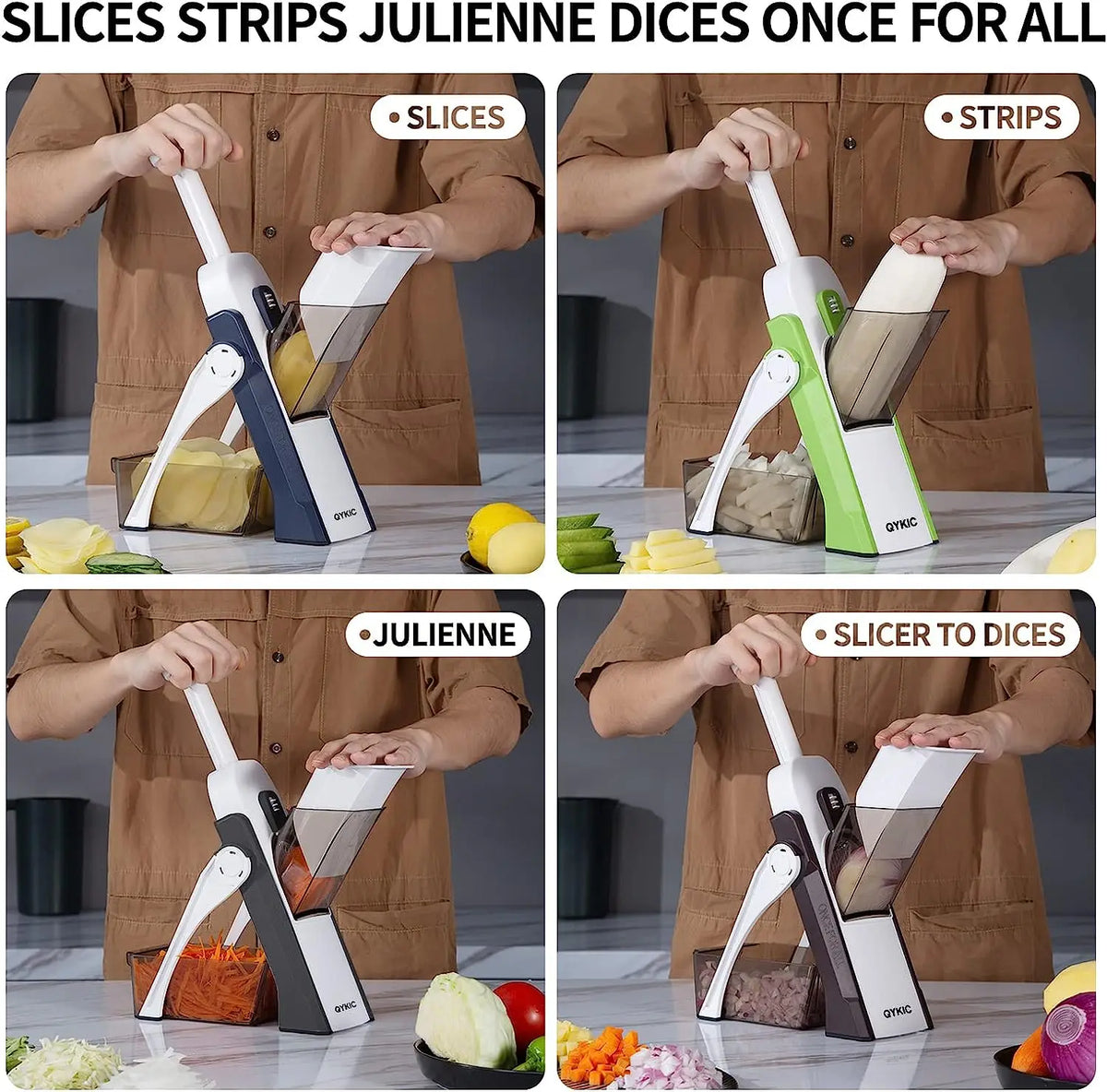 Mandoline manuelle coupe-légumes avec poussoir - La vie facile