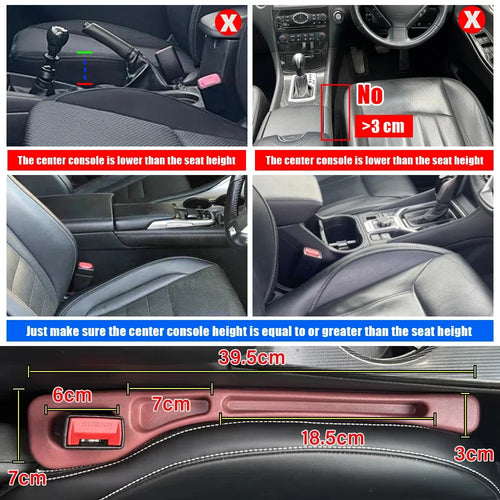 Bouche-trous siège voiture – Lot de 2 accessoires anti-chute noirs pour garder vos essentiels à portée de main