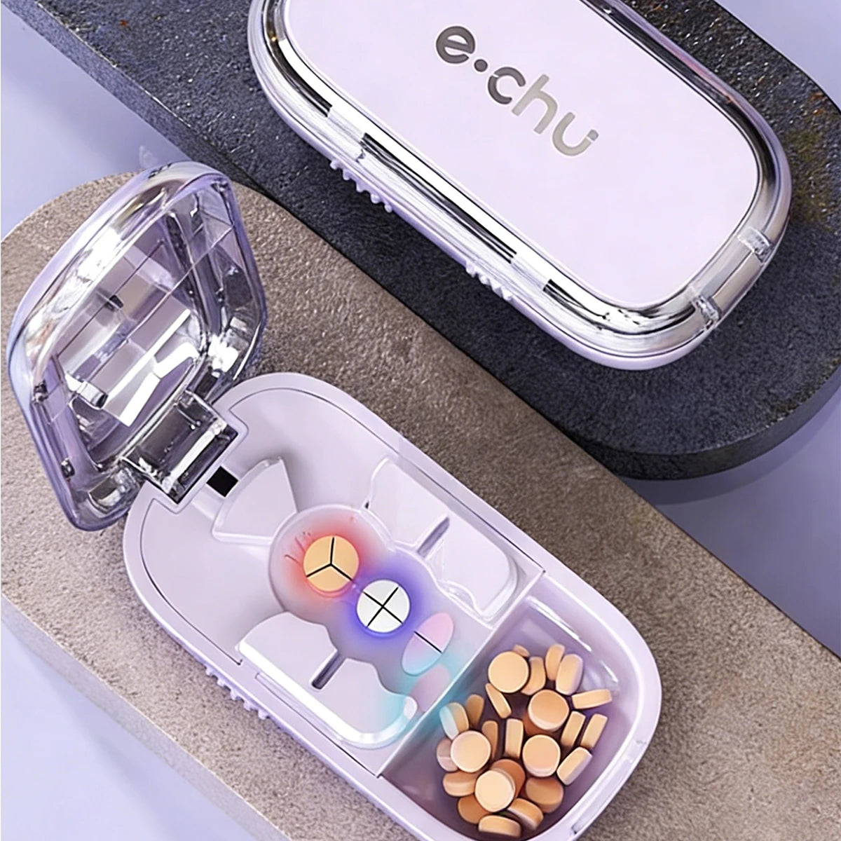 Pilulier portable avec coupe-comprimé – Découpe en 2, 3 ou 4 parties - La vie facile