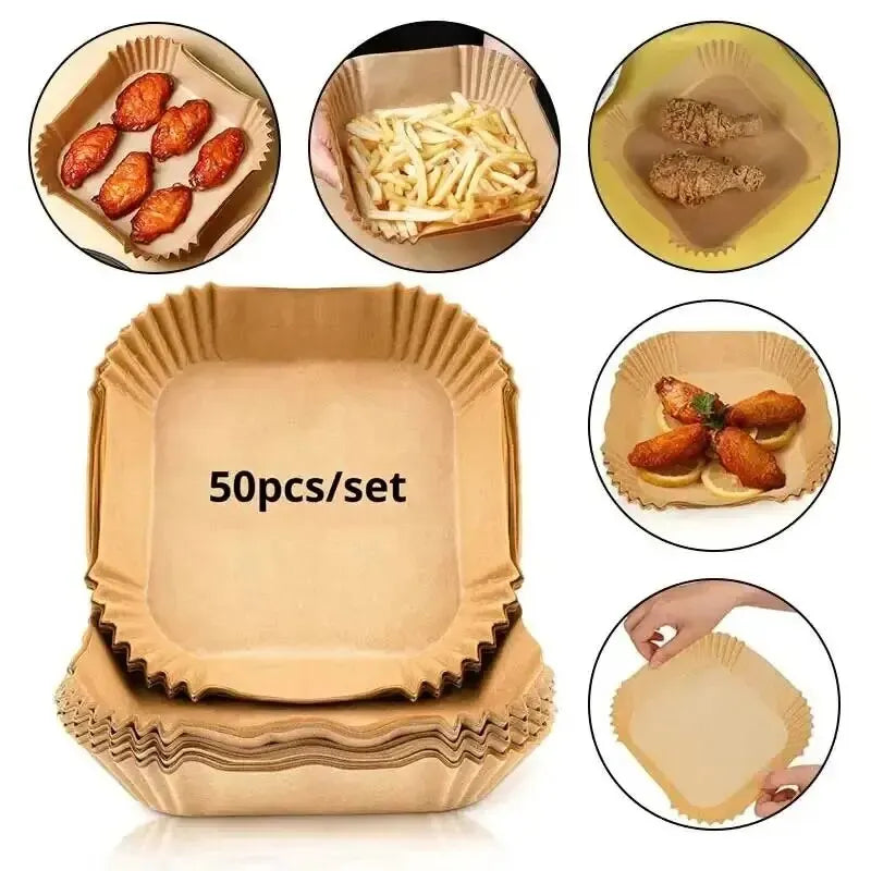 Papier Air Fryer rond ou carré – Plusieurs tailles