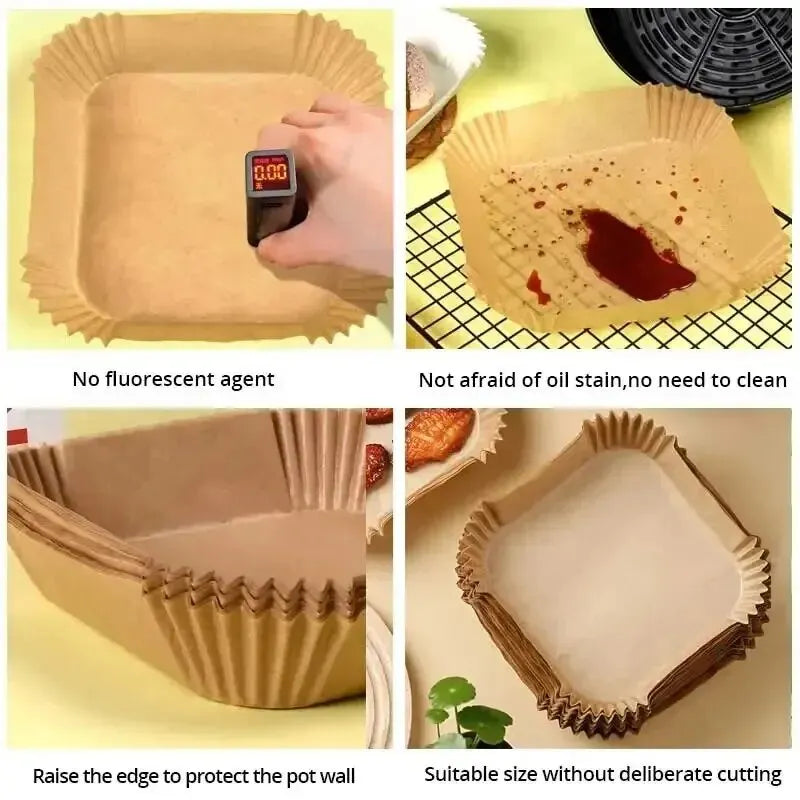 Papier Air Fryer rond ou carré – Plusieurs tailles