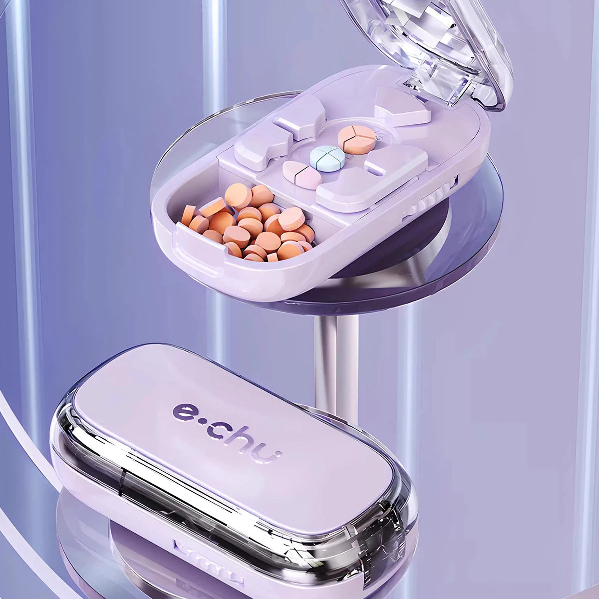 Pilulier portable avec coupe-comprimé – Découpe en 2, 3 ou 4 parties - La vie facile