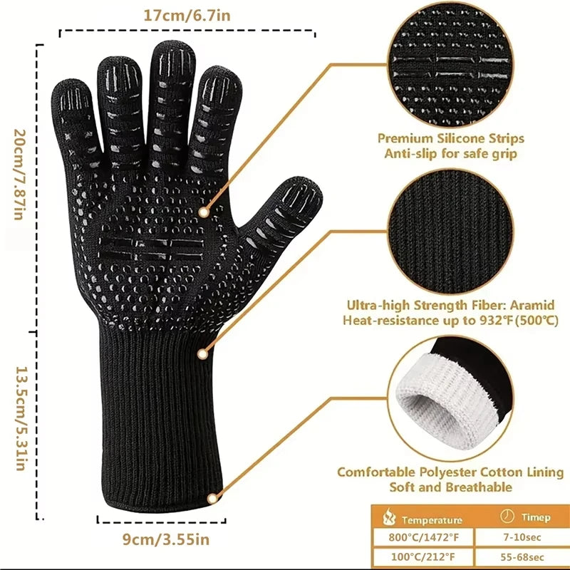 Gant cuisson thermique en silicone pour four et barbecue
