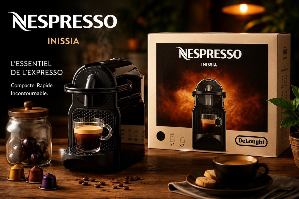 Machine à café Nespresso Inissia – Expresso rapide & compact – Design noir élégant